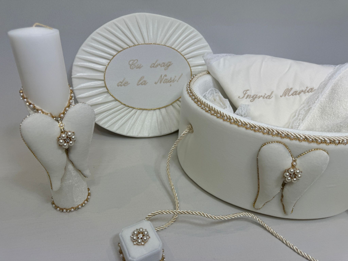Trusou botez la cufar din  catifea si lumanare Glamour [4]