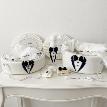 Trusouri botez Deluxe - Set trusou botez cu lumanare+ Set prima baita Deluxe