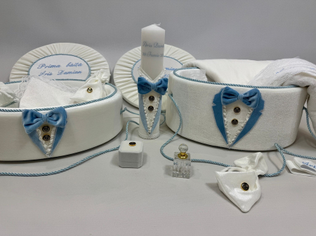 Trusouri botez Deluxe - Set trusou botez cu lumanare+ Set prima baita Deluxe