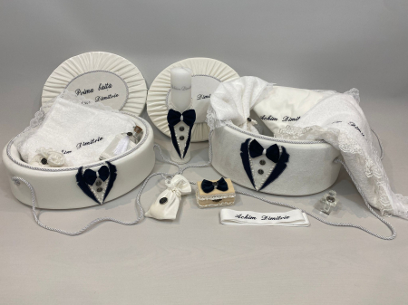 Trusouri botez Deluxe - Set trusou botez cu lumanare+ Set prima baita Deluxe