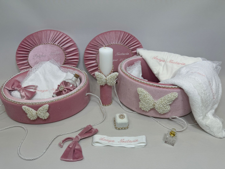 Trusouri botez Glamour - Set trusou botez cu lumanare+ Set prima baita Glamour