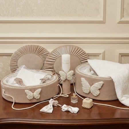 Trusouri botez Glamour - Set trusou botez cu lumanare+ Set prima baita Glamour