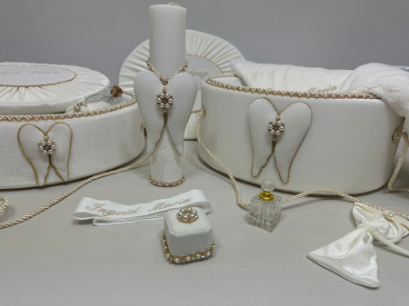 Trusouri botez Glamour - Set trusou botez cu lumanare+ Set prima baita Glamour