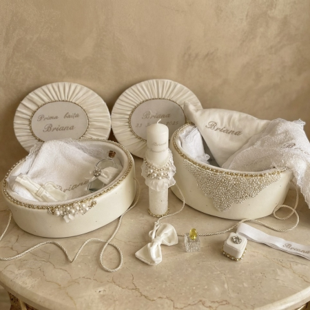 Trusouri botez Glamour - Set trusou botez cu lumanare+ Set prima baita Glamour