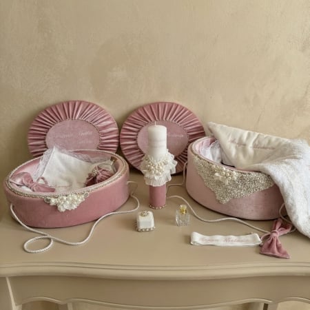 Trusouri botez Glamour - Set trusou botez cu lumanare+ Set prima baita Glamour