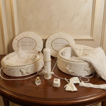 Trusouri botez Glamour - Set trusou botez cu lumanare + Set prima baita Glamour