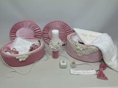 Trusouri botez Glamour - Set trusou botez cu lumanare+ Set prima baita Glamour