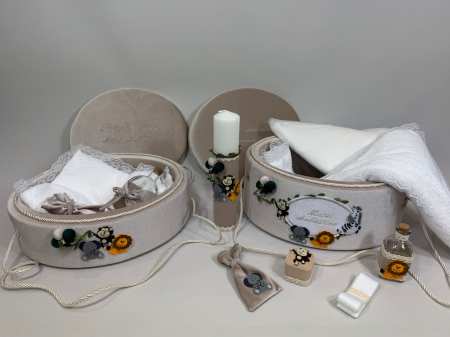 Trusouri botez Luxury - Set trusou botez cu lumanare + Set prima baita Luxury