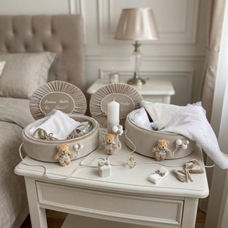 Trusouri botez Premium - Set trusou botez cu lumanare + Set prima baita Premium