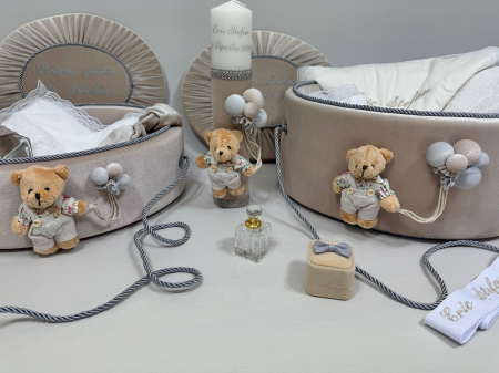 Trusouri botez Premium - Set trusou botez  cu lumanare+ Set prima baita Premium