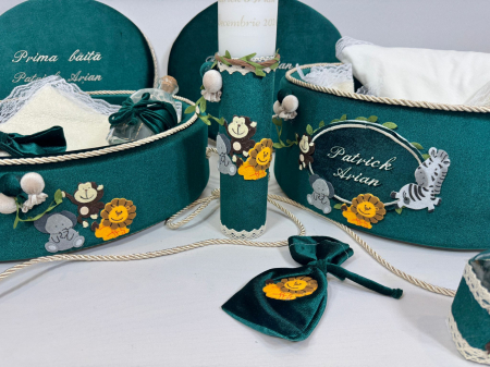 Trusouri botez Luxury - Set trusou botez cu lumanare + Set prima baita Luxury