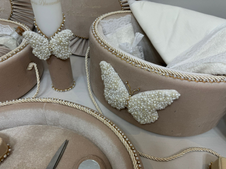 Set trusou botez cu lumanare + Set prima baita + tavita taierea motului Glamour [6]