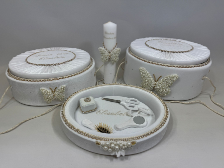 Set trusou botez cu lumanare + Set prima baita + tavita taierea motului Glamour [5]