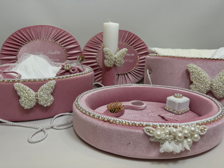 Set trusou botez cu lumanare + Set prima baita + tavita taierea motului Glamour [5]