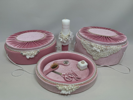 Set trusou botez cu lumanare + Set prima baita + tavita taierea motului Glamour [7]