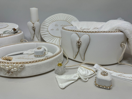 Set trusou botez cu lumanare + Set prima baita + tavita taierea motului Glamour [4]