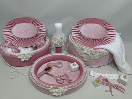 Set trusou botez cu lumanare + Set prima baita + tavita taierea motului Glamour [4]