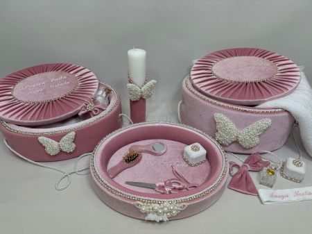 Set trusou botez cu lumanare + Set prima baita + tavita taierea motului Glamour [6]