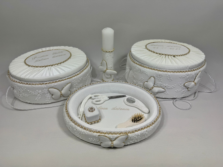 Set trusou botez cu lumanare + Set prima baita + tavita taierea motului Glamour [8]