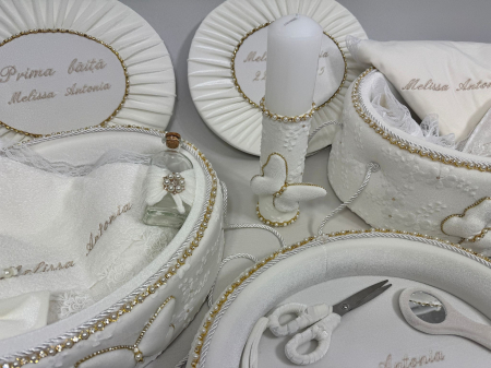 Set trusou botez cu lumanare + Set prima baita + tavita taierea motului Glamour [6]