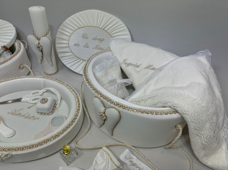 Set trusou botez cu lumanare + Set prima baita + tavita taierea motului Glamour [6]
