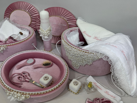 Set trusou botez cu lumanare + Set prima baita + tavita taierea motului Glamour [1]