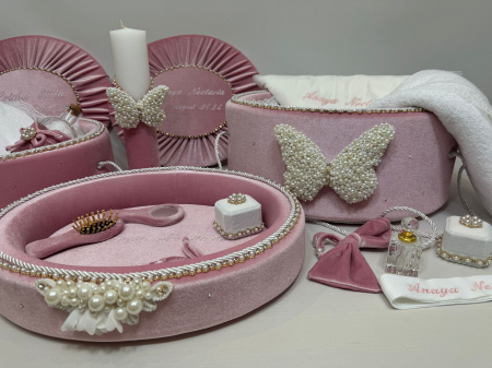Set trusou botez cu lumanare + Set prima baita + tavita taierea motului Glamour [2]