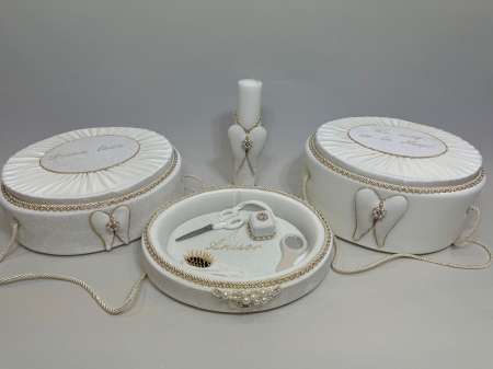 Set trusou botez cu lumanare + Set prima baita + tavita taierea motului Glamour [8]