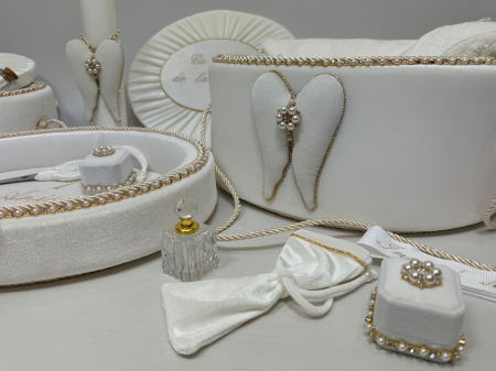 Set trusou botez cu lumanare + Set prima baita + tavita taierea motului Glamour [3]