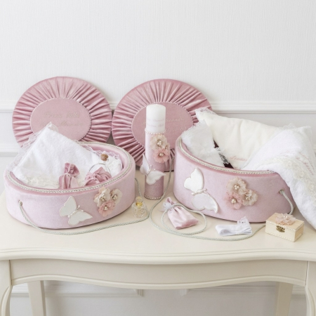 Trusouri Botez Elegance - Set trusou botez la cufar din catifea si lumanare+ Set prima baita Elegance