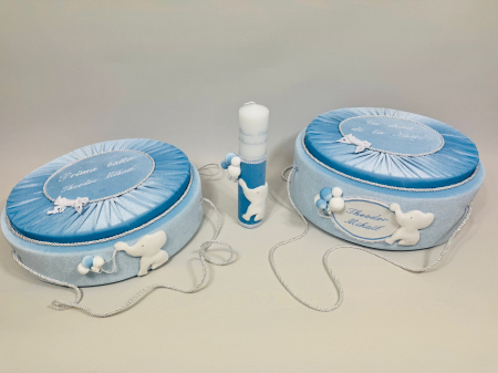 Set trusou botez la cufar din catifea  si lumanare+ Set prima baita Luxury [6]