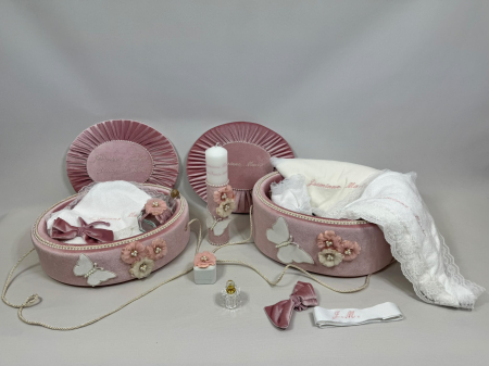 Set trusou botez la cufar din catifea si lumanare+ Set prima baita Elegance [2]