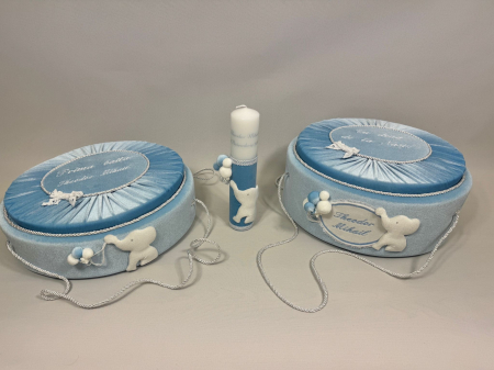 Set trusou botez la cufar din catifea  si lumanare+ Set prima baita Luxury [7]