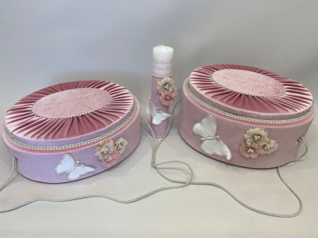 Set trusou botez la cufar din catifea si lumanare+ Set prima baita Elegance [5]