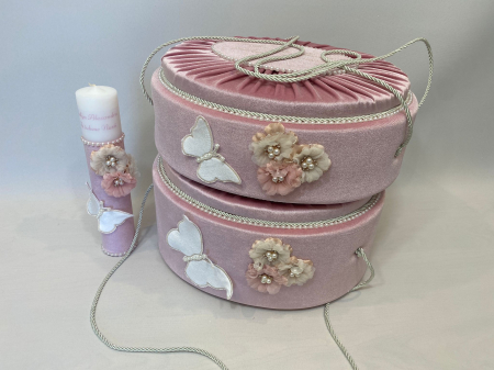 Set trusou botez la cufar din catifea si lumanare+ Set prima baita Elegance [8]