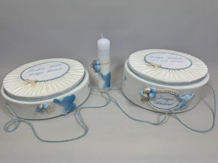 Set trusou botez la cufar din catifea si lumanare+ Set prima baita Luxury [7]