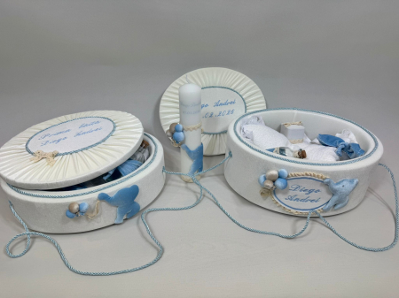 Set trusou botez la cufar din catifea si lumanare+ Set prima baita Luxury [1]