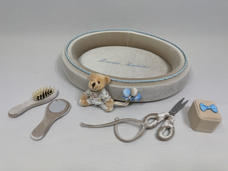 Tavita mot din catifea culoare bej model cu ursulet si balonase [1]