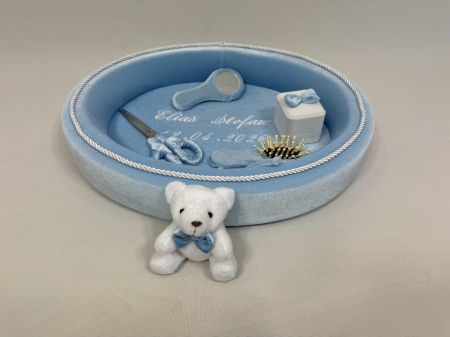 Tavita mot din catifea culoare blue model cu ursulet [1]