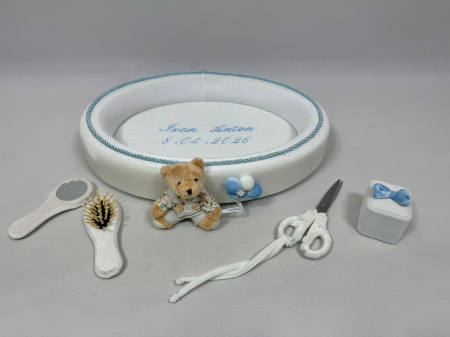 Tavita mot din catifea culoare ivoire model cu ursulet si balonase [1]