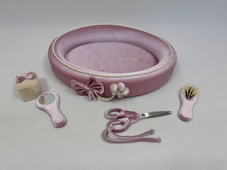 Tavita mot din catifea culoare roz model cu funda si balonase [2]