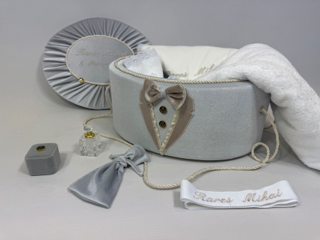 Trusouri botez Deluxe - Trusou botez la cufar din catifea Deluxe