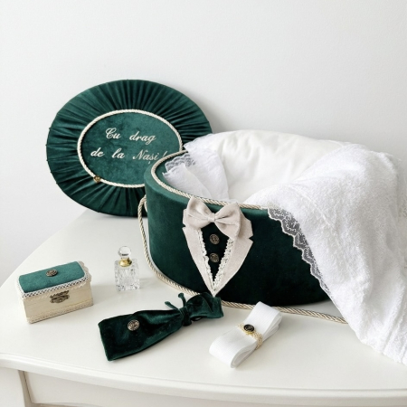 Trusouri botez Deluxe - Trusou botez la cufar din catifea Deluxe