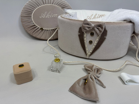 Trusouri botez Deluxe - Trusou botez la cufar din catifea Deluxe
