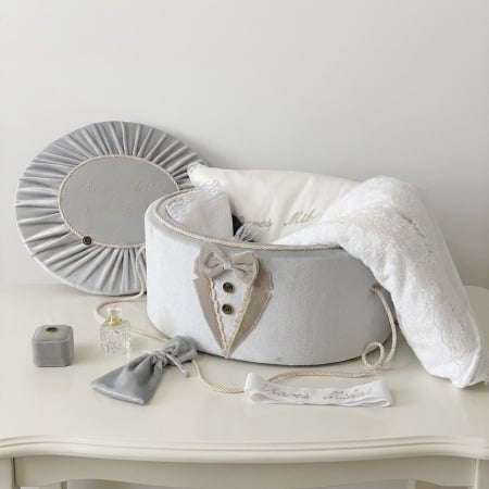 Trusouri botez Deluxe - Trusou botez la cufar din catifea Deluxe