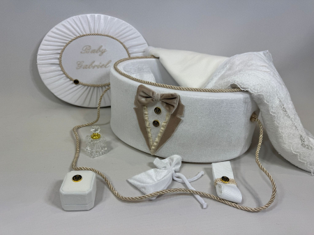 Trusouri botez Deluxe - Trusou botez la cufar din catifea Deluxe
