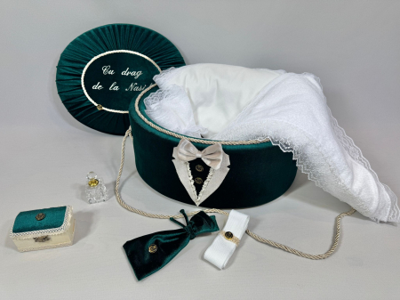 Trusouri botez Deluxe - Trusou botez la cufar din catifea Deluxe