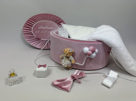 Trusouri botez Premium - Trusou botez la cufar din catifea Premium