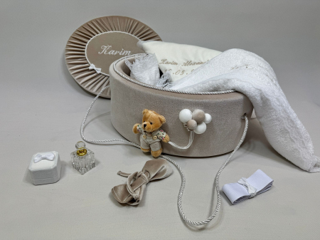 Trusouri botez Premium - Trusou botez la cufar din catifea Premium