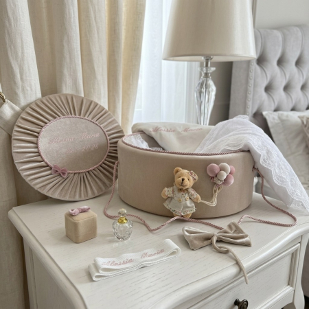 Trusouri botez Premium - Trusou botez la cufar din catifea  Premium